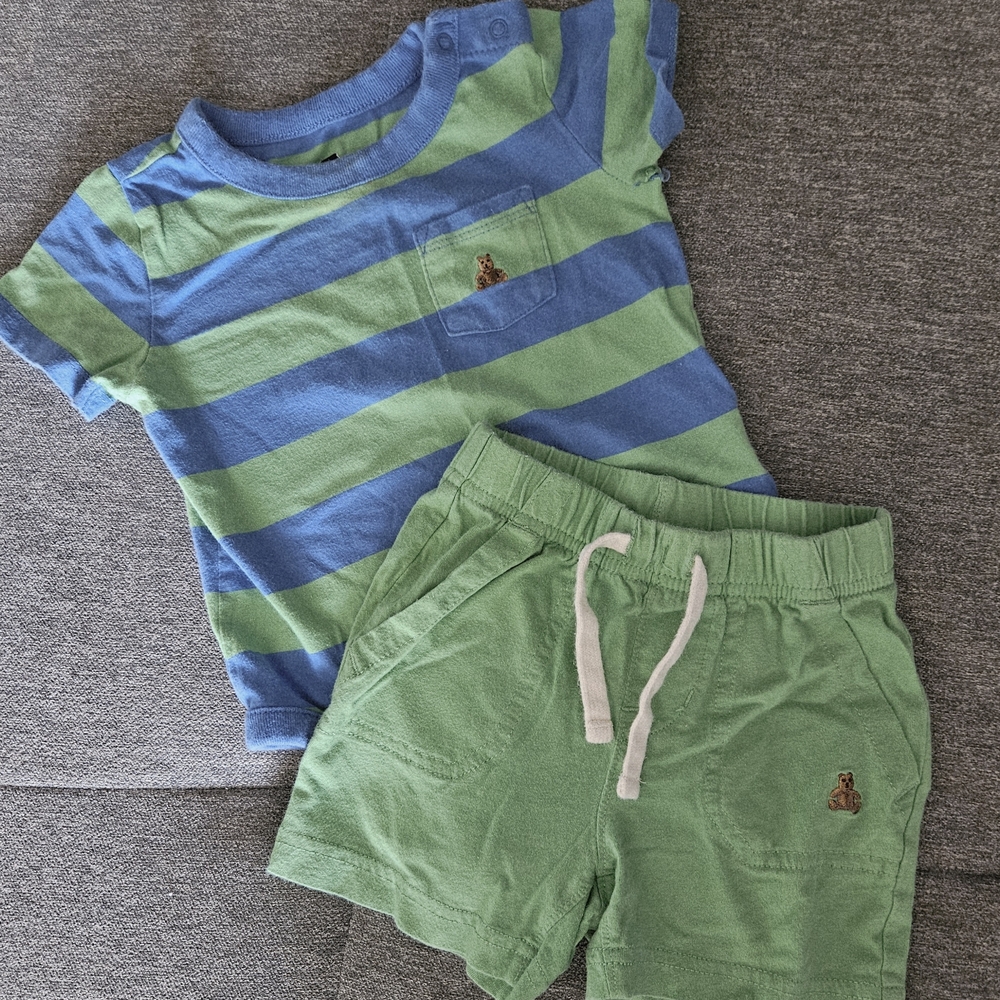 GAP Kids Green and Blue Striped Matching Set
